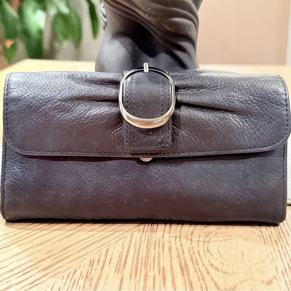 Audrey Brooke Buttery Soft Black Genuine Leather Continental Tri-Fold Wallet